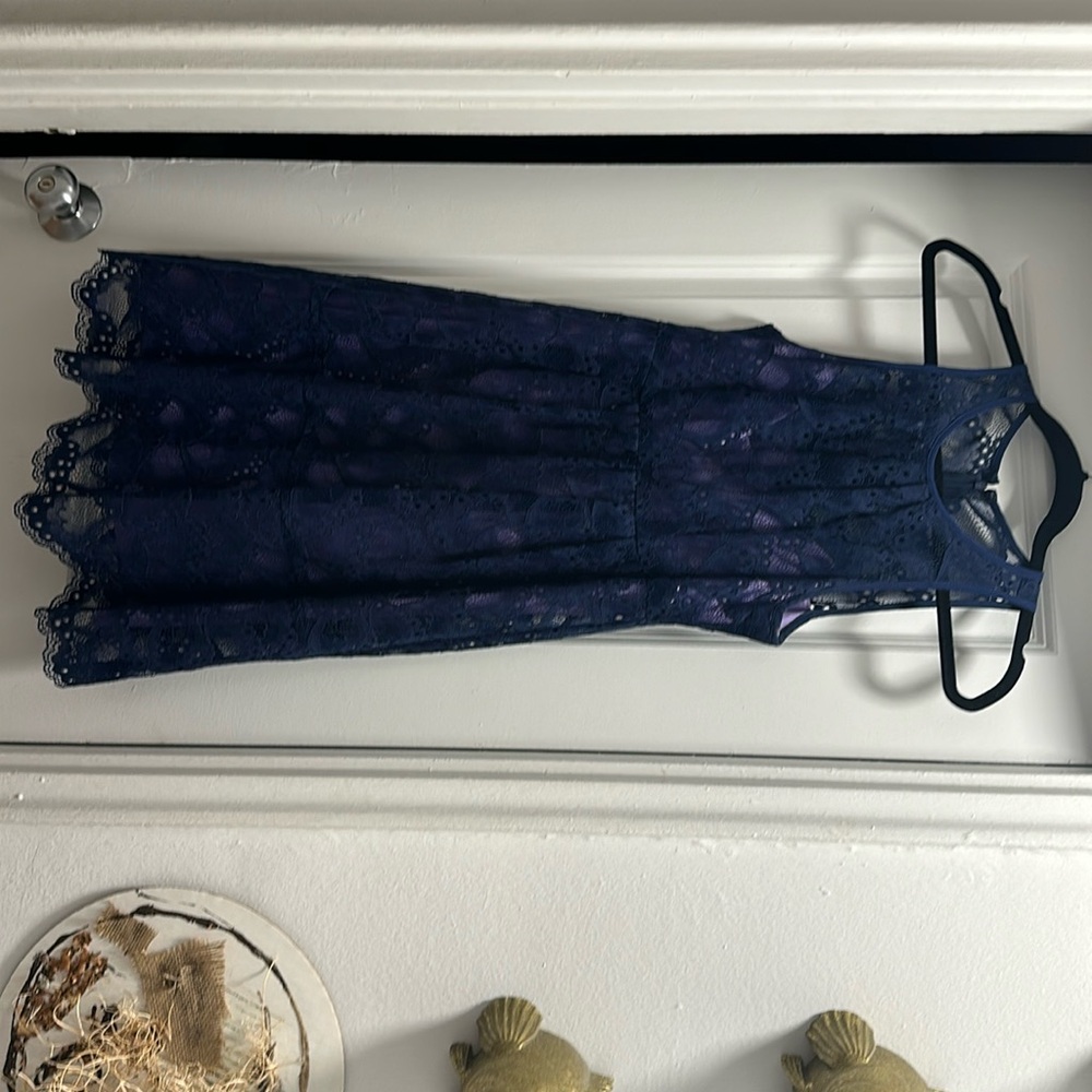 Nanette Lepore purple lace mini dress.